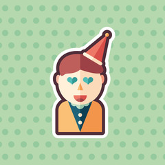 Man in love sticker flat icon with color background.