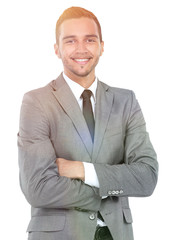 Handsome  successful manager isolated on white background