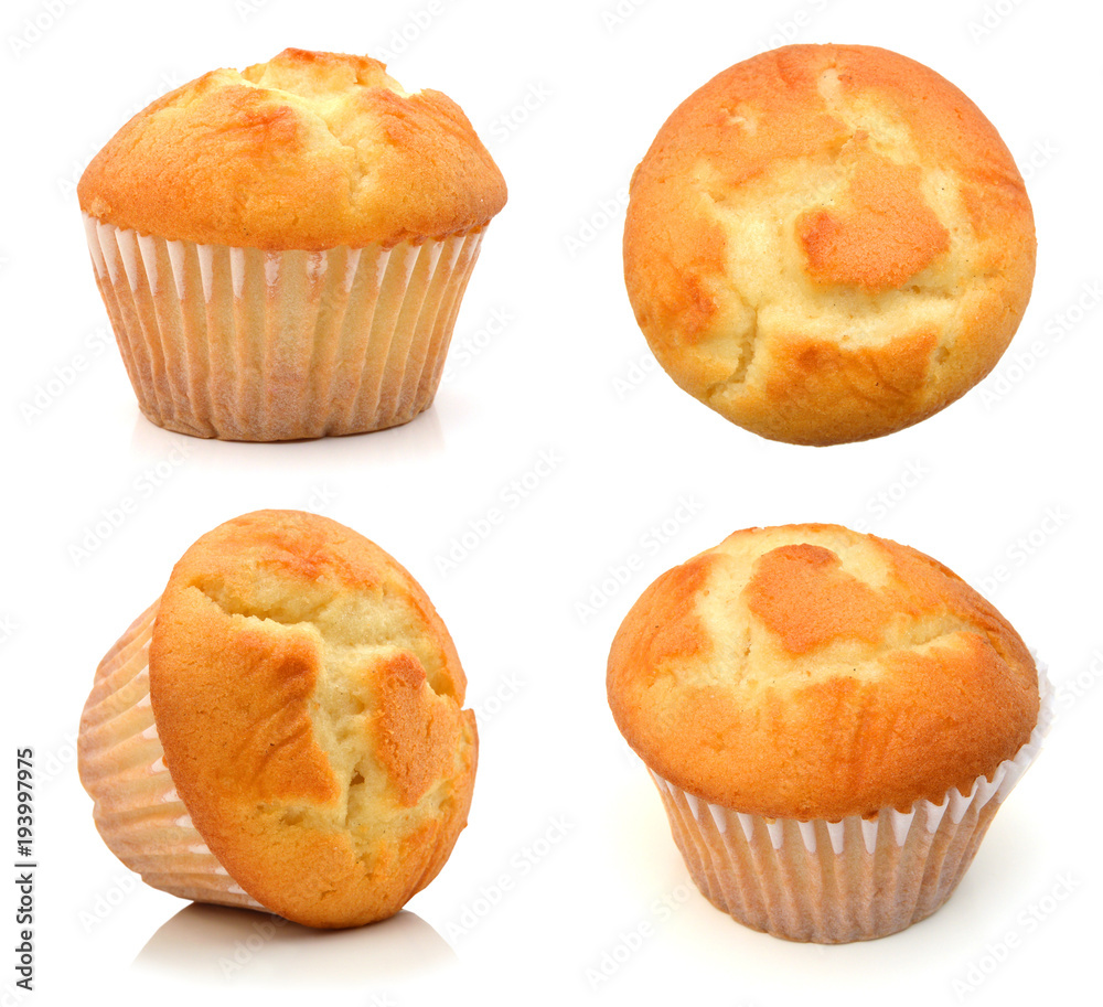 Wall mural tasty muffin cake, isolated on white