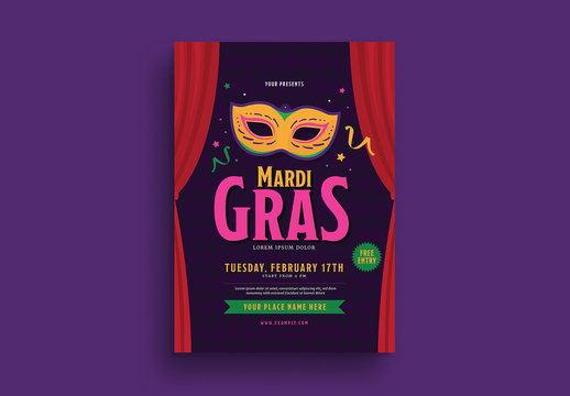 Mardi Gras Event Flyer Layout