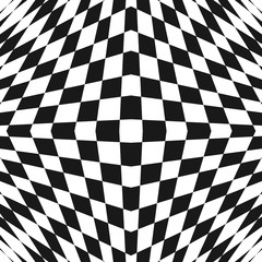Vector black and white geometric checkered abstract pattern. 3D optical effect