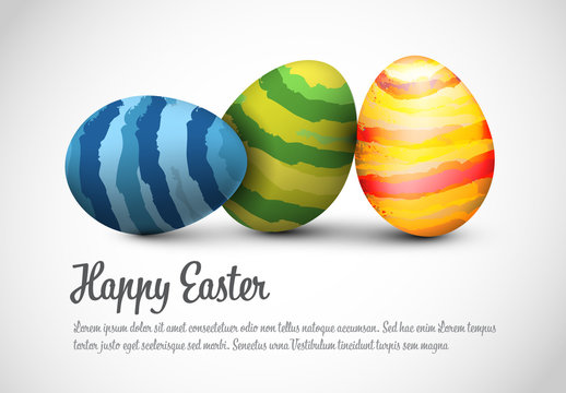 Digital Easter Card Layout with Striped Eggs