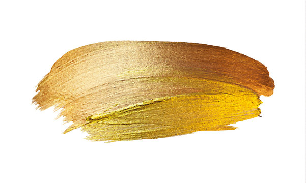 Vector gold paint stroke stain. Abstract gold glittering textured art illustration