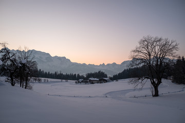 Werfenweng, Austria in winter after Sunset