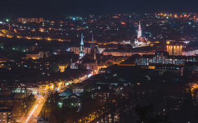 Fototapeta na wymiar Night landscape of the city. Vrsac, Serbia.