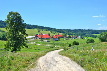 Fototapeta na wymiar Rural landscape in the Low Beskid, Poland