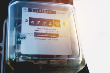 Electric power meter measuring power usage. Watt hour electric meter measurement tool.