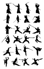 Samurai And Wushu Silhouettes