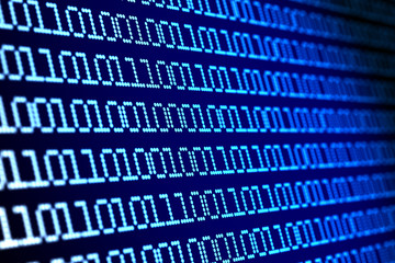 digital binary code on blue background. 3d illustration