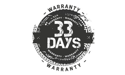 33 days warranty icon vintage rubber stamp guarantee
