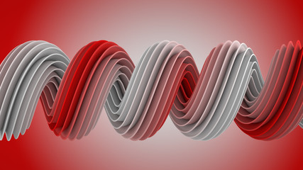 White red twisted spiral shape 3D rendering