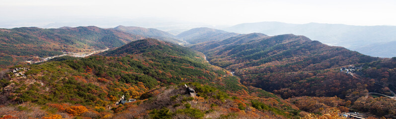 PANORAMA View from palgongsan skyline cablecar, Daegu in Autumn
