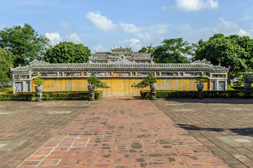 building inside the imperial citadel in Hue, Vietnam. 