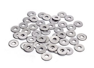 flat washers for fasteners, on a white background isolated