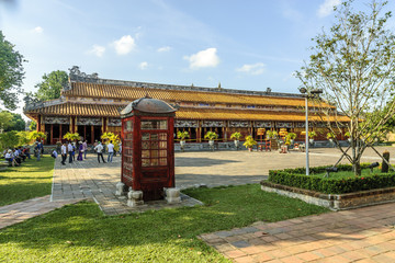 building inside the imperial citadel in Hue, Vietnam. 