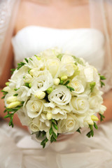 Bridal bouquet made from white roses