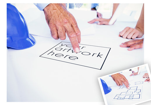 Workers with Blueprint Mockup 1