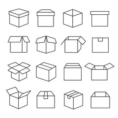 Carton boxes icon set - obrazy, fototapety, plakaty