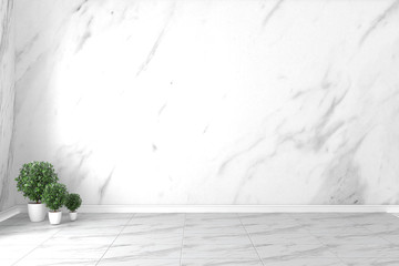 Fototapeta premium Granite room interior - Empty room of natural stone granite wall and tiles floor stone granite, empty room tropical style. 3D rendering