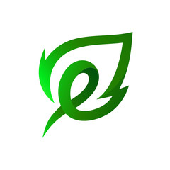 Letter E Leaf Logo Vector