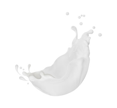 Splashes of milk or cream close-up isolated on white background