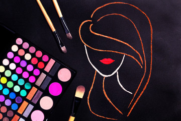 Concept. Woman head contour