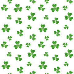 Seamless pattern with clover leaves for St Patrick's Day party. Paper cut style vector illustration. Green and white colours