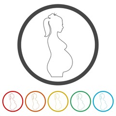 Silhouette pregnant woman - Illustration, 6 Colors Included
