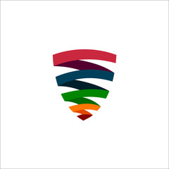 Shield in Colorful Ribbon Shape Logo Template