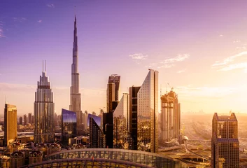 Fotobehang Burj Khalifa De skyline van het centrum van Dubai