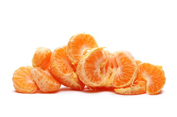 Mandarin orange citrus fruit slice isolated on white