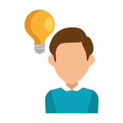bulb light idea with man vector illustration design