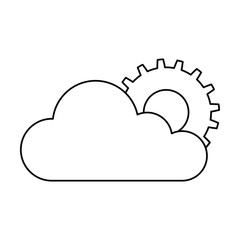 cloud computing with gears machinery vector illustration design