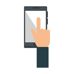 hand with smartphone device isolated icon vector illustration design