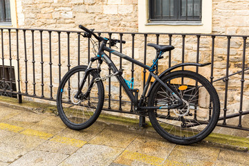 Fototapeta na wymiar Bicycle parked in the Basque capital, Vitoria, Spain 