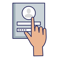 hand user with login interface access icon vector illustration design