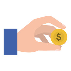 hand with coin money isolated icon vector illustration design