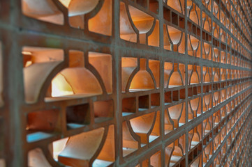 Partition make from bricks in orange color