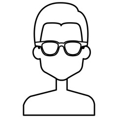 young man shirtless with glasses avatar character vector illustration design