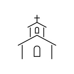 church building line black icon on white background