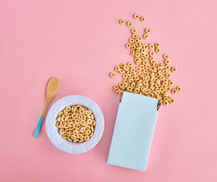 Cereals on pink background
