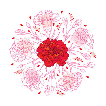 red and pink carnation floral arrangement clip art preview