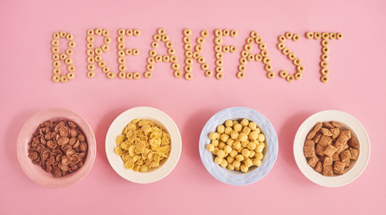 Cereals on pink background