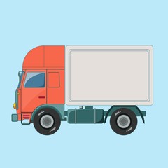 Truck delivery vector illustration isolated on background in flat style. Trucking and delivery concept design.