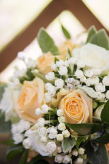 Fototapeta premium festive wedding bouquet from roses for bride