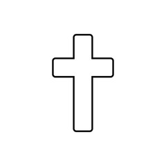 Obraz premium traditional cross christianity church religion symbol line vector black on white background