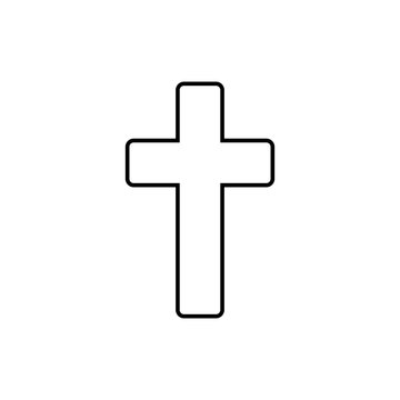 traditional cross christianity church religion symbol line vector black on white background
