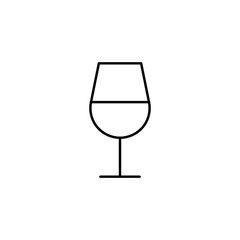 wine glass alcohol symbol vector black line on white background