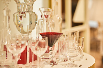Many different glasses in shop