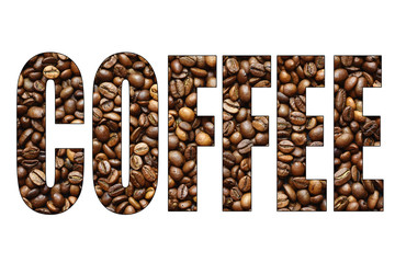 concept coffee word of coffee beans
